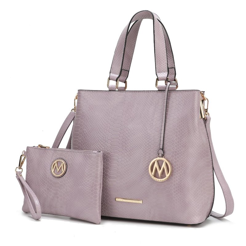 Mkf Collection By Mia K Beryl Snake-embossed Vegan Leather Women's Tote Bag With Wristlet In Pink