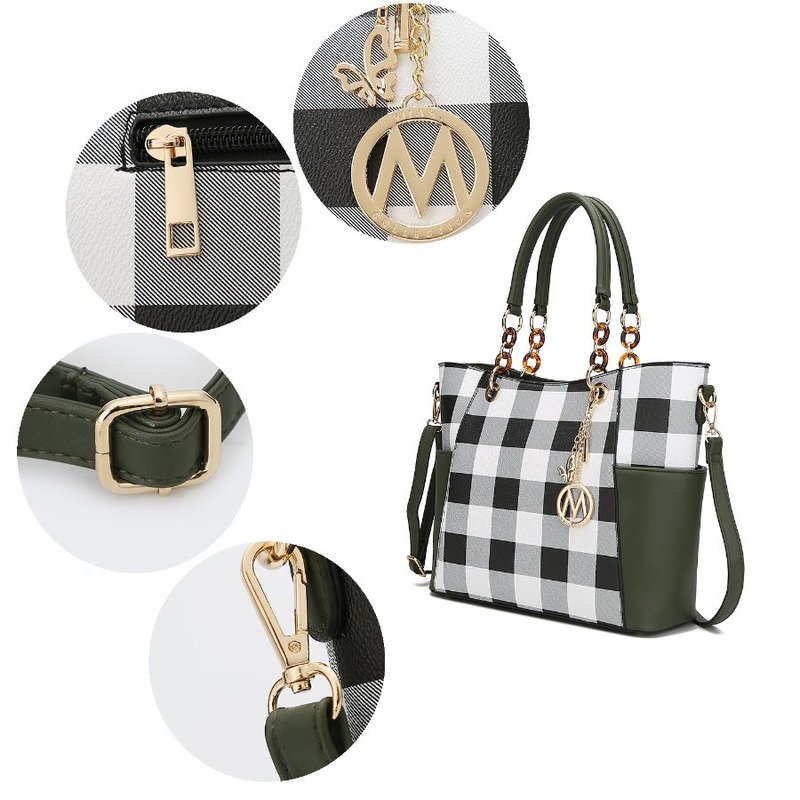 Shop Mkf Collection By Mia K Bonita Checker Tote Bag Handbag & Wallet Set In Orange