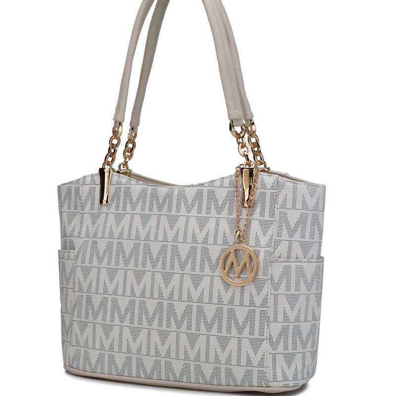 Mkf Collection By Mia K Braylee M Signature Tote Handbag In White