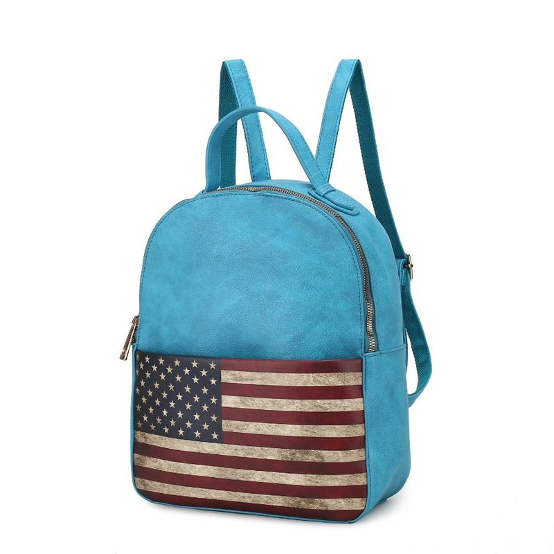 Mkf Collection By Mia K Briella Vegan Leather Women's Flag Backpack In Blue