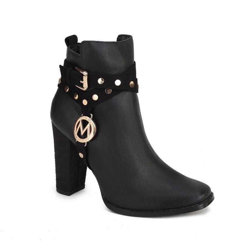 Mkf Collection By Mia K Brooke Ankle Women's Boot With Wide Heel In Black