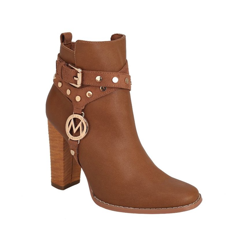 Shop Mkf Collection By Mia K Brooke Ankle Women's Boot With Wide Heel In Brown