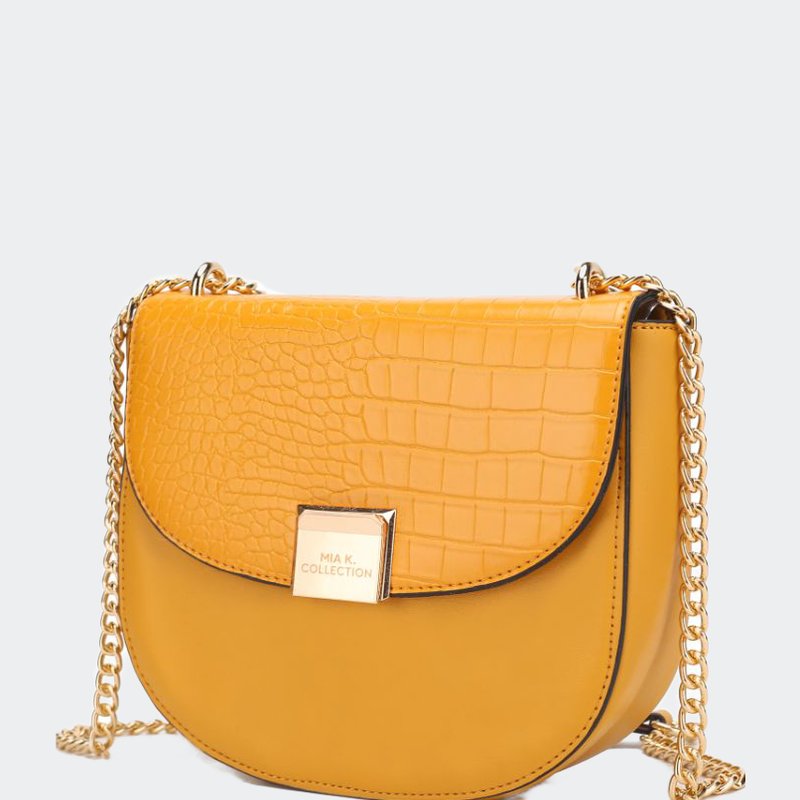 Mkf Collection By Mia K Brooklyn Crocodile Embossed Vegan Leather Women's Shoulder Bag In Yellow