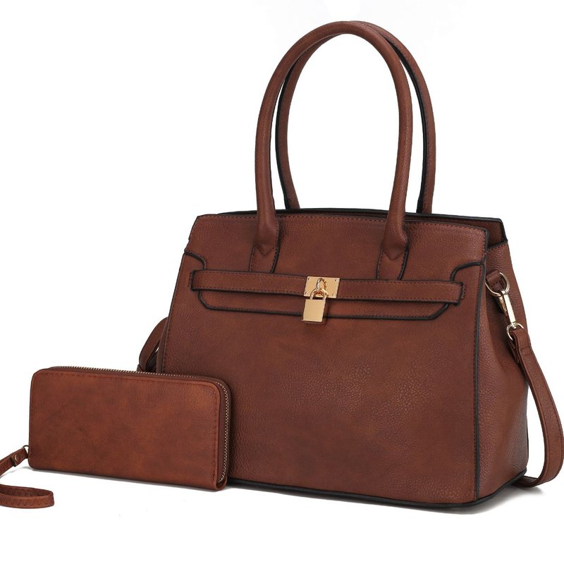 Mkf Collection By Mia K Bruna Satchel Bag With A Matching Wallet -2 Pieces Set In Brown