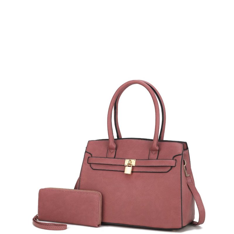 Shop Mkf Collection By Mia K Bruna Satchel Bag With A Matching Wallet -2 Pieces Set In Pink