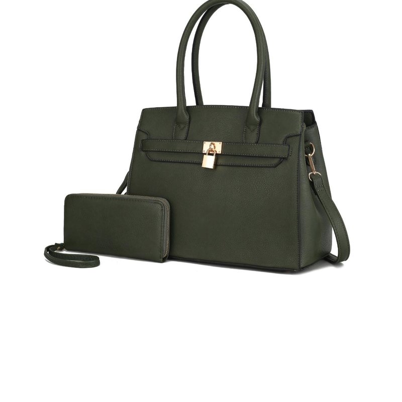 Shop Mkf Collection By Mia K Bruna Satchel Bag With A Matching Wallet -2 Pieces Set In Green