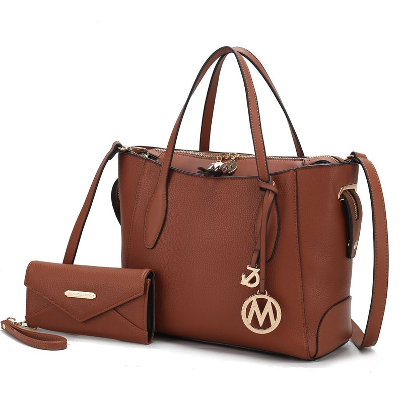 Mkf Collection By Mia K Bruna Vegan Leather Women's Tote Bag With Wallet – 2 Pieces In Brown