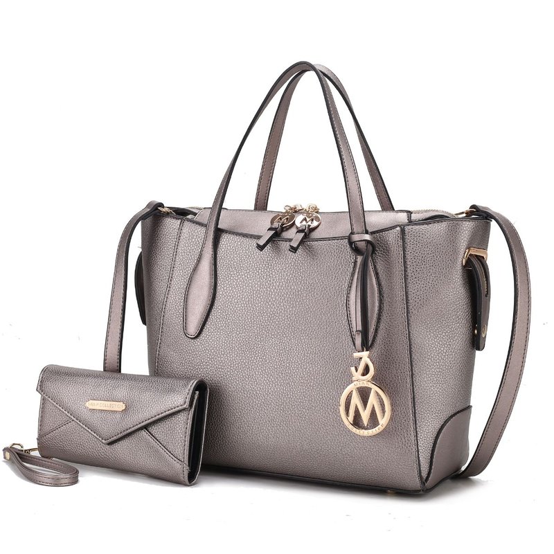 Mkf Collection By Mia K Bruna Vegan Leather Women's Tote Bag With Wallet – 2 Pieces In Grey