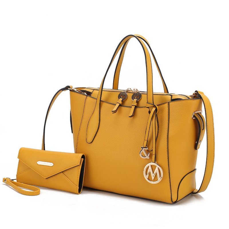 Mkf Collection By Mia K Bruna Vegan Leather Women's Tote Bag With Wallet – 2 Pieces In Yellow