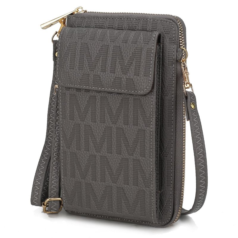 Mkf Collection By Mia K Caddy Vegan Leather Women Phone Wallet Crossbody In Grey