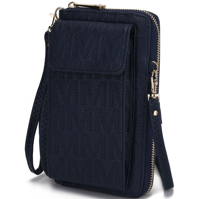 Mkf Collection By Mia K Caddy Vegan Leather Women Phone Wallet Crossbody In Blue