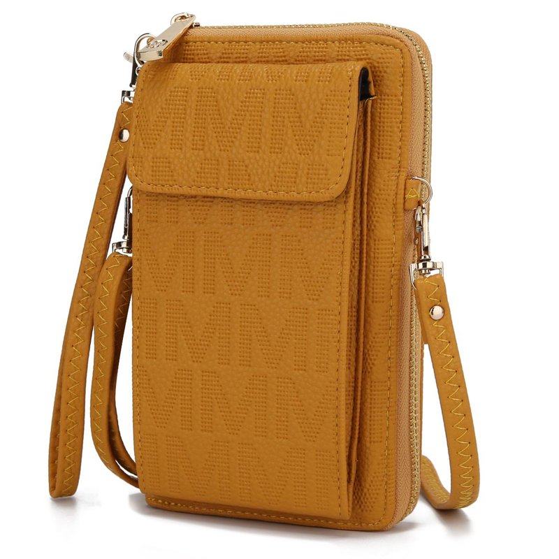 Mkf Collection By Mia K Caddy Vegan Leather Women Phone Wallet Crossbody In Yellow