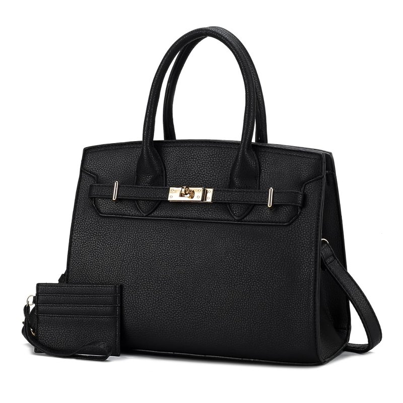 Mkf Collection By Mia K Calla Vegan Leather Women's Satchel Bag With Credit Card Holder In Black