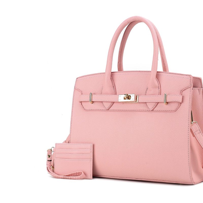 Mkf Collection By Mia K Calla Vegan Leather Women's Satchel Bag With Credit Card Holder In Pink