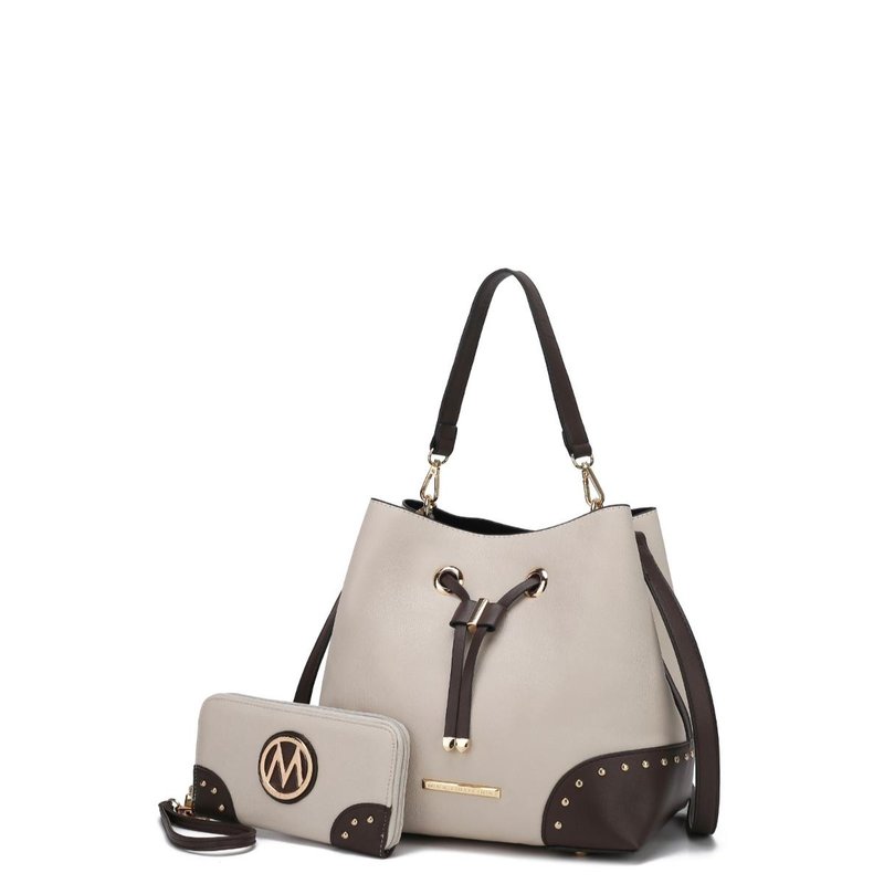 Shop Mkf Collection By Mia K Candice Color Block Bucket Bag With Matching Wallet In White