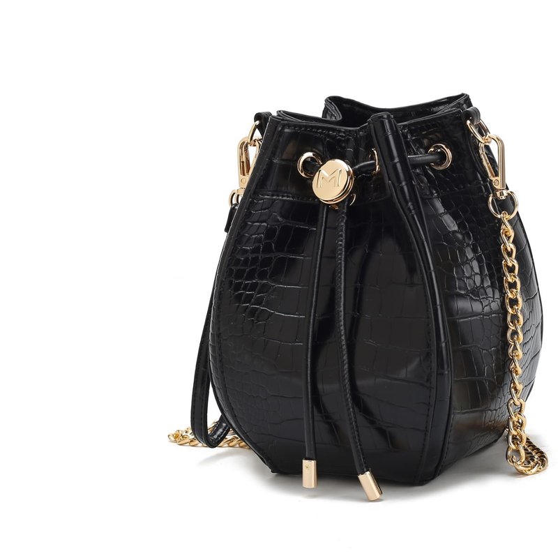 Mkf Collection By Mia K Cassidy Crocodile Embossed Vegan Leather Women's Shoulder Bag In Black