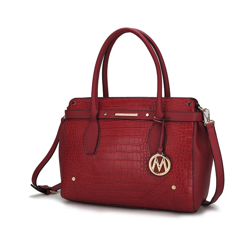 Shop Mkf Collection By Mia K Catarina Vegan Crocodile Leather Satchel Handbag In Red