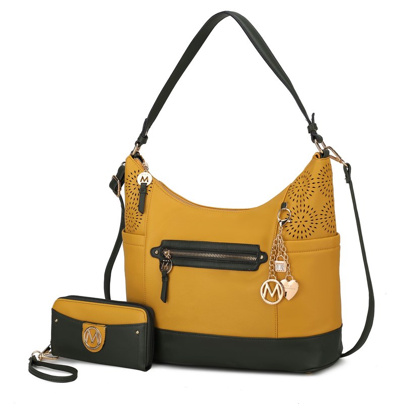 Mkf Collection By Mia K Charlotte Shoulder Handbag With Matching Wallet In Yellow