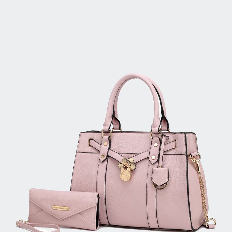 Mkf Collection By Mia K Christine Vegan Leather Women's Satchel Bag With Wallet – 2 Pieces In Pink