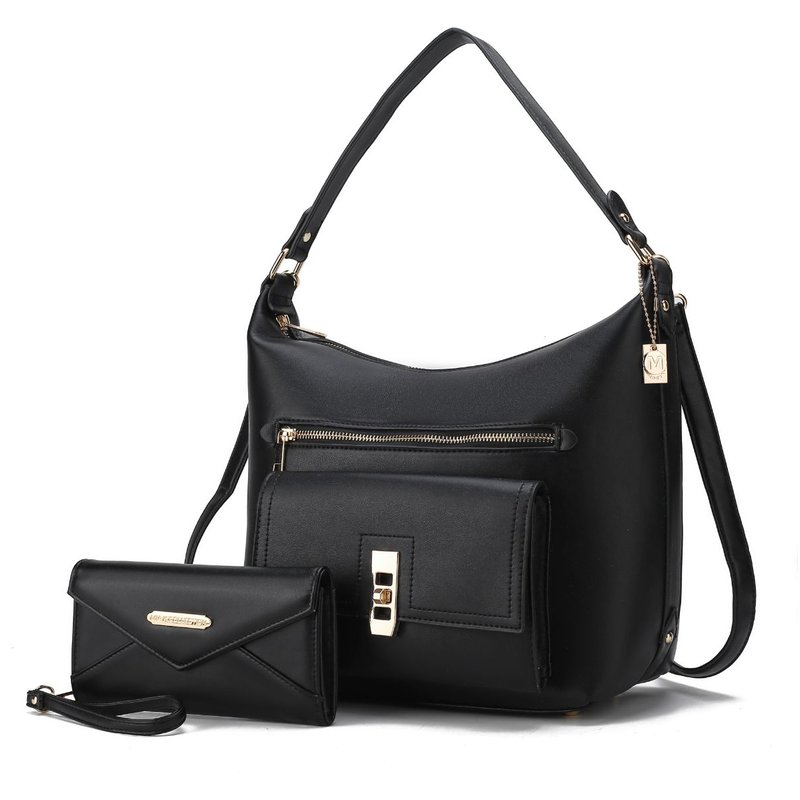 Mkf Collection By Mia K Clara Vegan Leather Women's Shoulder Bag With Wristlet Wallet In Black