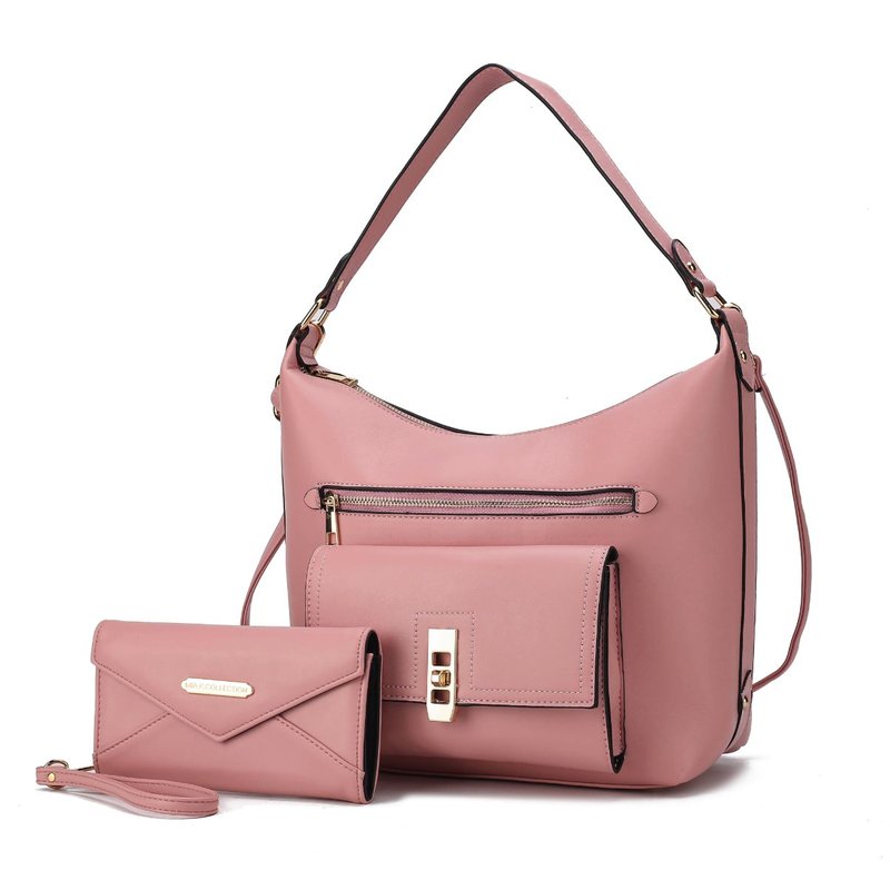Mkf Collection By Mia K Clara Vegan Leather Women's Shoulder Bag With Wristlet Wallet In Pink