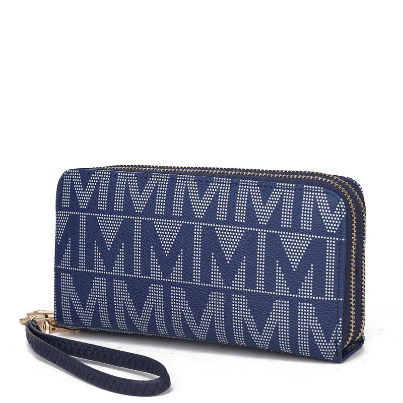 Mkf Collection By Mia K Danielle Milan M Signature Wallet Wristlet In Blue