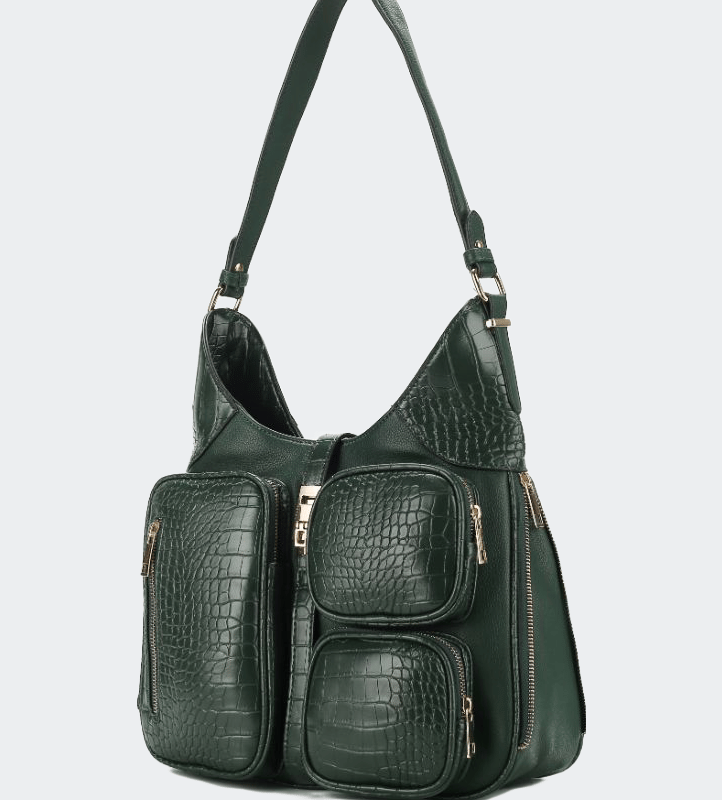 Mkf Collection By Mia K Daphne Crocodile-embossed Vegan Leather Shoulder In Green