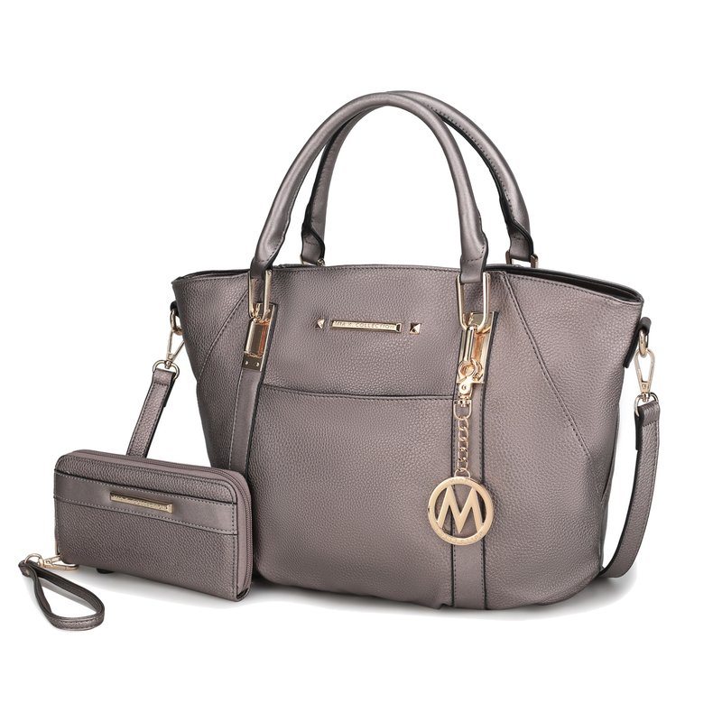 Mkf Collection By Mia K Darielle Satchel Handbag With Wallet In Grey