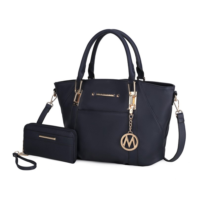 Mkf Collection By Mia K Darielle Satchel Handbag With Wallet In Blue
