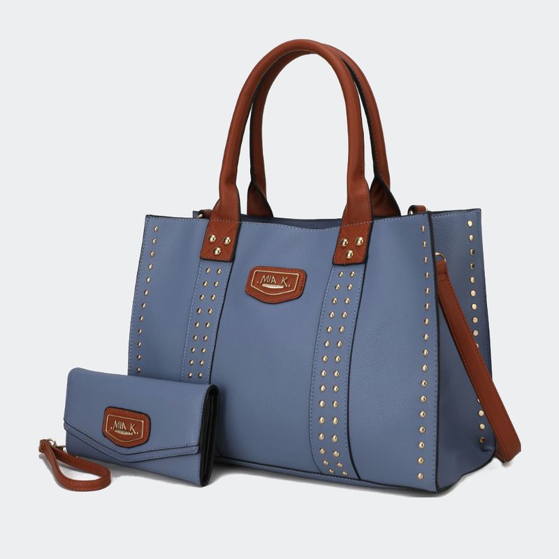 Mkf Collection By Mia K Davina Vegan Leather Women's Tote Bag With Wallet In Blue