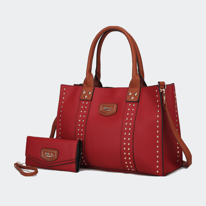 Mkf Collection By Mia K Davina Vegan Leather Women's Tote Bag With Wallet In Red