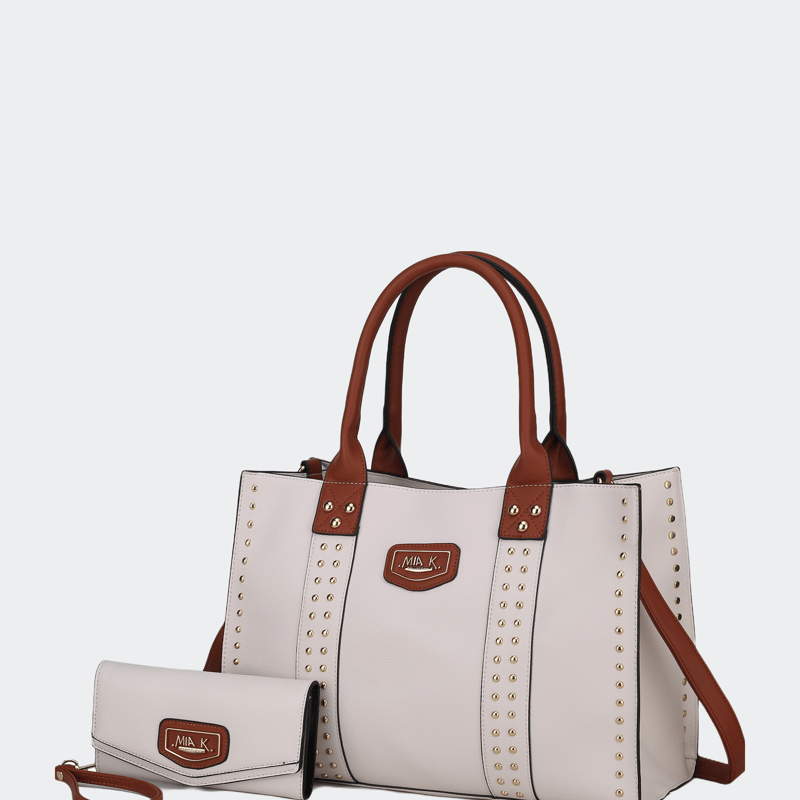 Mkf Collection By Mia K Davina Vegan Leather Women's Tote Bag With Wallet In White