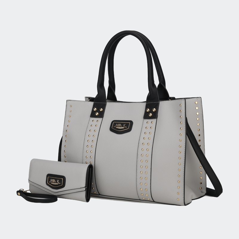 Mkf Collection By Mia K Davina Vegan Leather Women's Tote Bag With Wallet In Gray