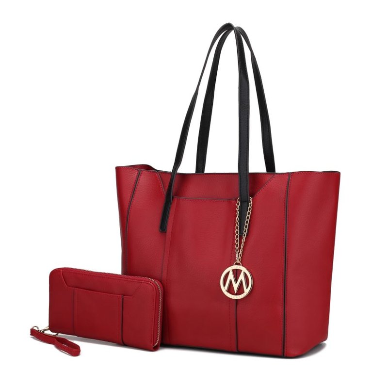 Mkf Collection By Mia K Dinah Light Weight Tote Handbag With Wallet In Red