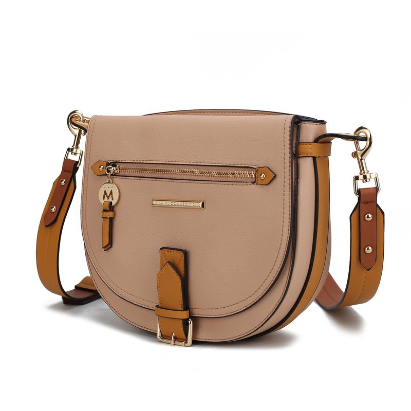 Mkf Collection By Mia K Drew Vegan Leather Color Block Women's Shoulder Handbag In Brown