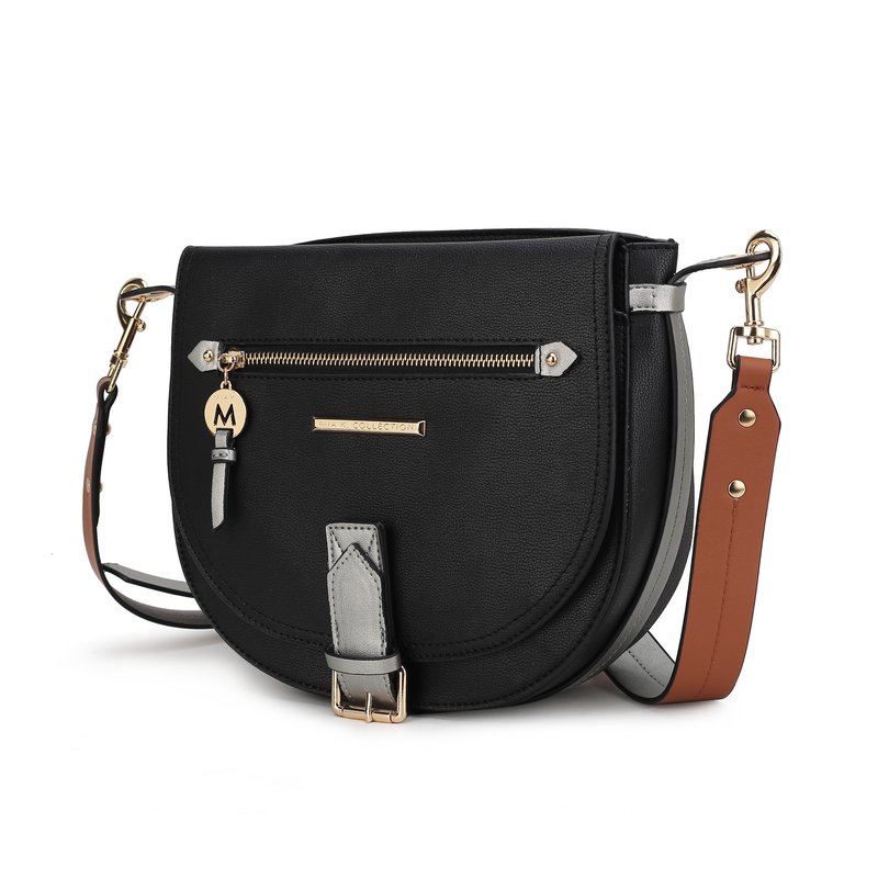 Mkf Collection By Mia K Drew Vegan Leather Color Block Women's Shoulder Handbag In Black