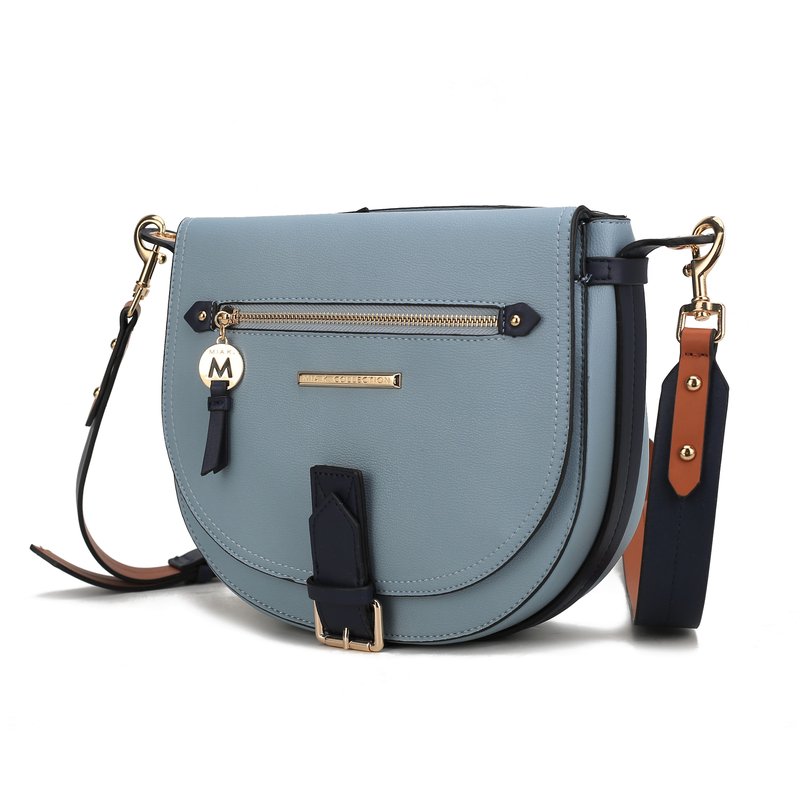 Mkf Collection By Mia K Drew Vegan Leather Color Block Women's Shoulder Handbag In Blue