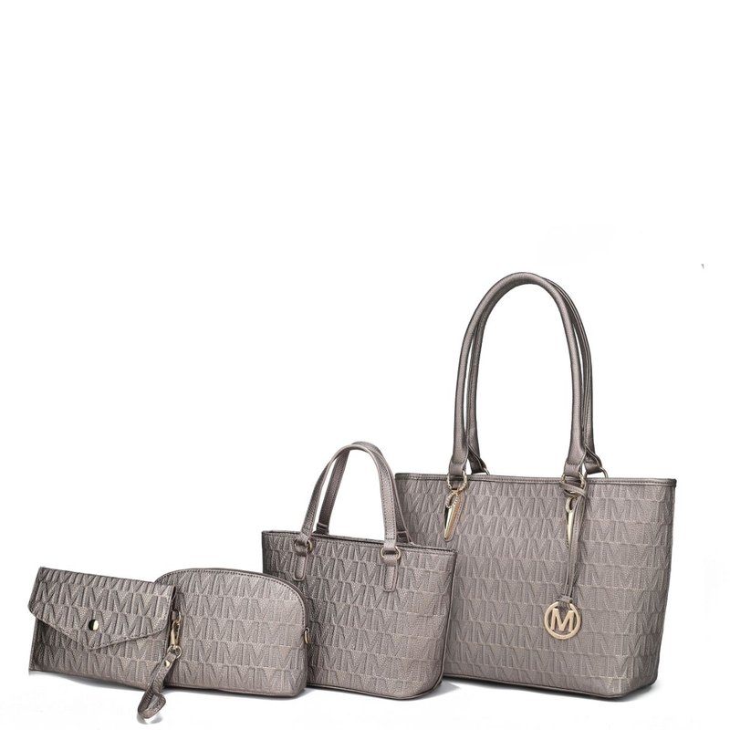 Mkf Collection By Mia K Edelyn Embossed M Signature Tote Handbag Set In Gold
