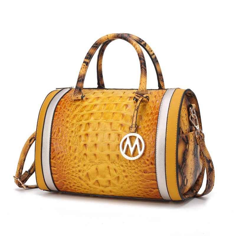 Mkf Collection By Mia K Eleanor Faux Crocodile-embossed Vegan Leather Women's Satchel Handbag In Yellow