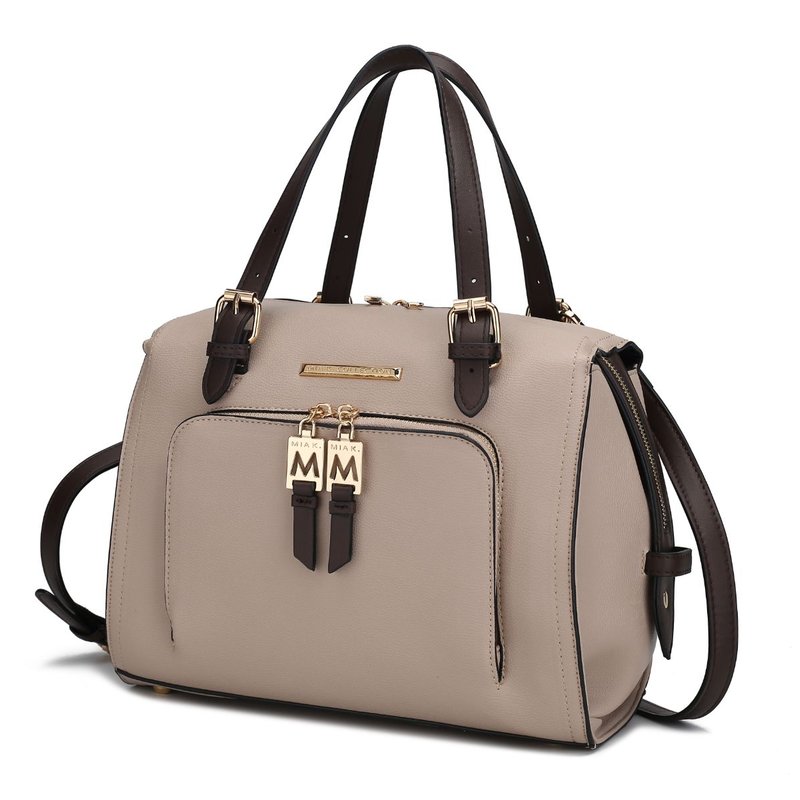 Mkf Collection By Mia K Elise Vegan Leather Color-block Women's Satchel Handbag In Brown