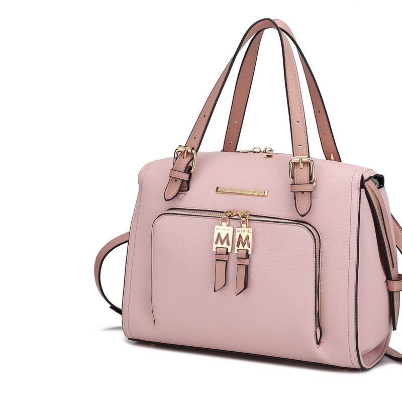 Mkf Collection By Mia K Elise Vegan Leather Color-block Women's Satchel Handbag In Pink