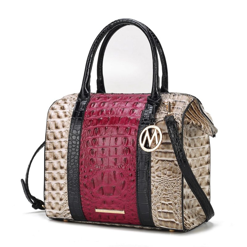 Mkf Collection By Mia K Ember Faux Crocodile-embossed Vegan Leather Women's Satchel In Pink