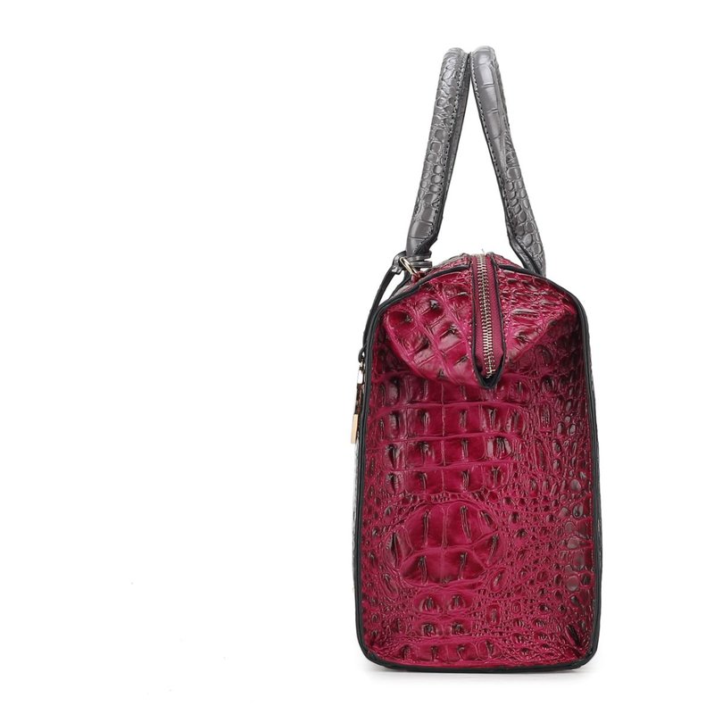 Shop Mkf Collection By Mia K Ember Faux Crocodile-embossed Vegan Leather Women's Satchel In Pink