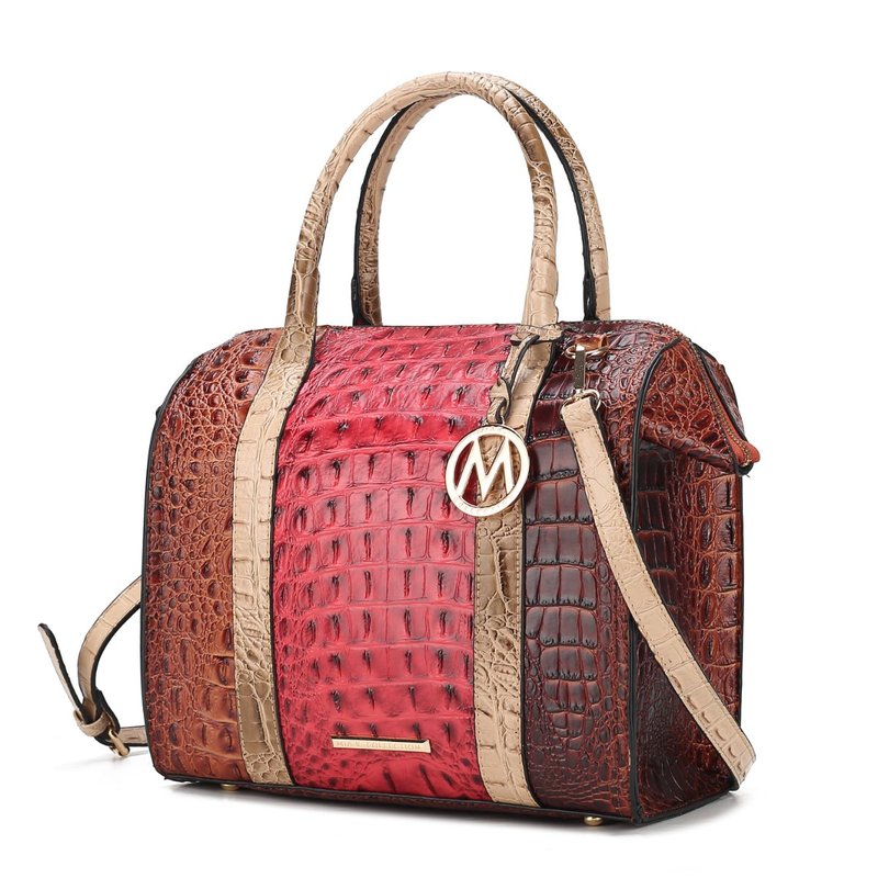 Mkf Collection By Mia K Ember Faux Crocodile-embossed Vegan Leather Women's Satchel In Red