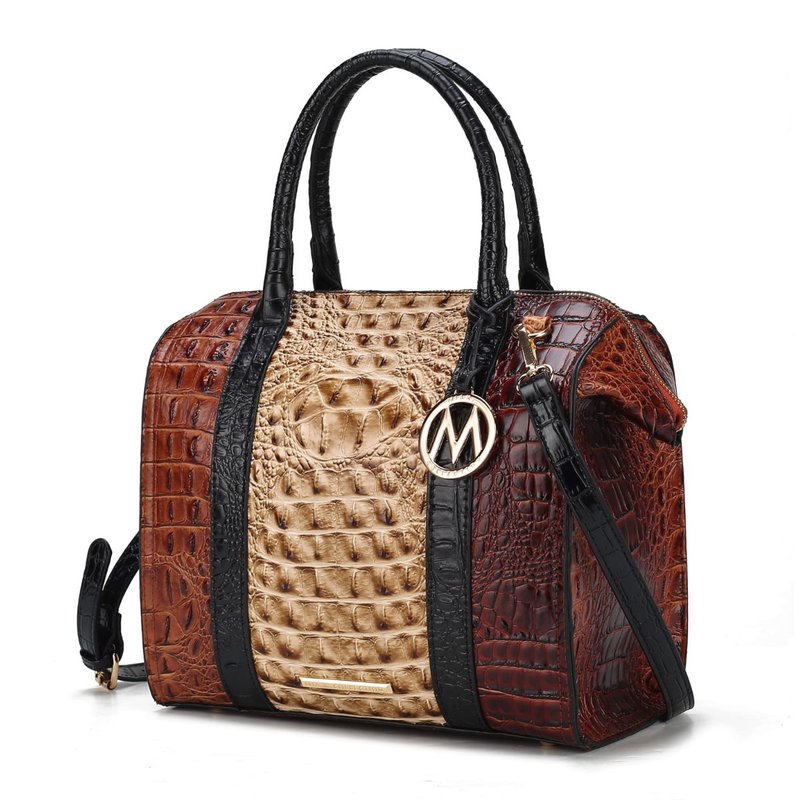 Mkf Collection By Mia K Ember Faux Crocodile-embossed Vegan Leather Women's Satchel In Brown