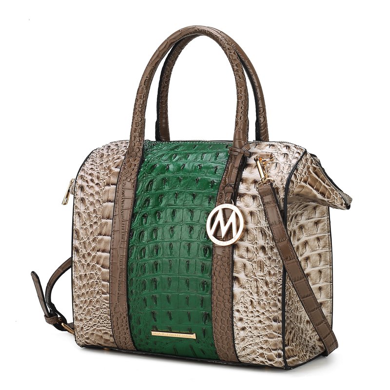 Mkf Collection By Mia K Ember Faux Crocodile-embossed Vegan Leather Women's Satchel In Green