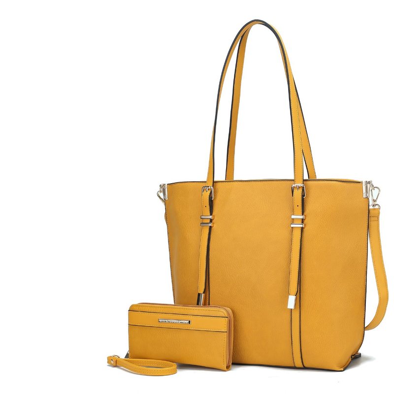 Mkf Collection By Mia K Emery Vegan Leather Women's Tote Bag With Wallet In Yellow