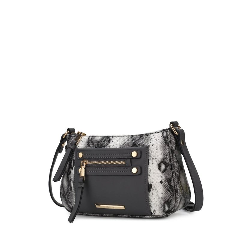 Shop Mkf Collection By Mia K Essie Snake Embossed Vegan Leather Crossbody In Grey