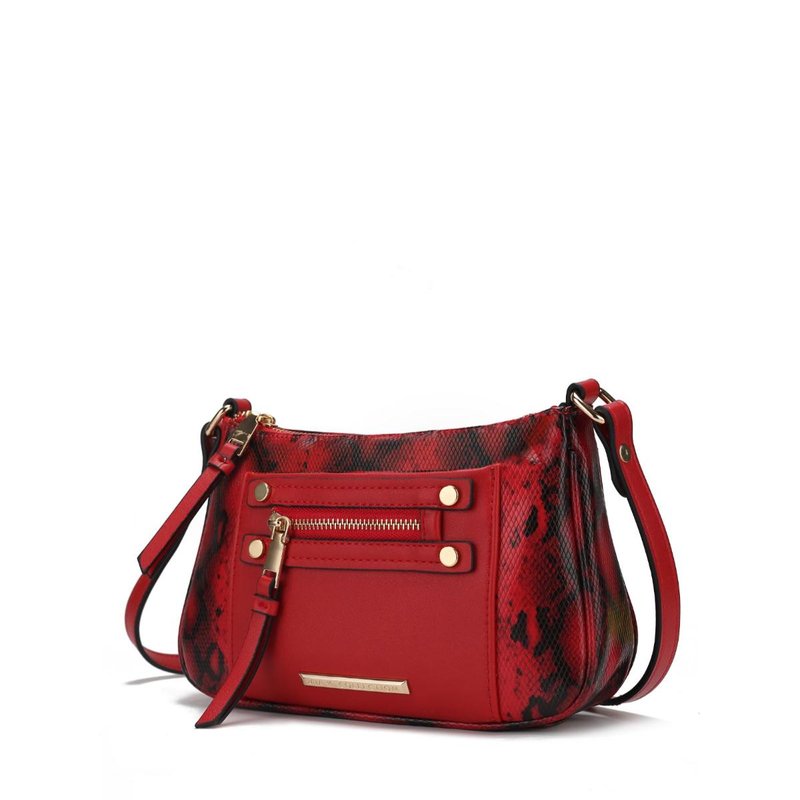Shop Mkf Collection By Mia K Essie Snake Embossed Vegan Leather Crossbody In Red