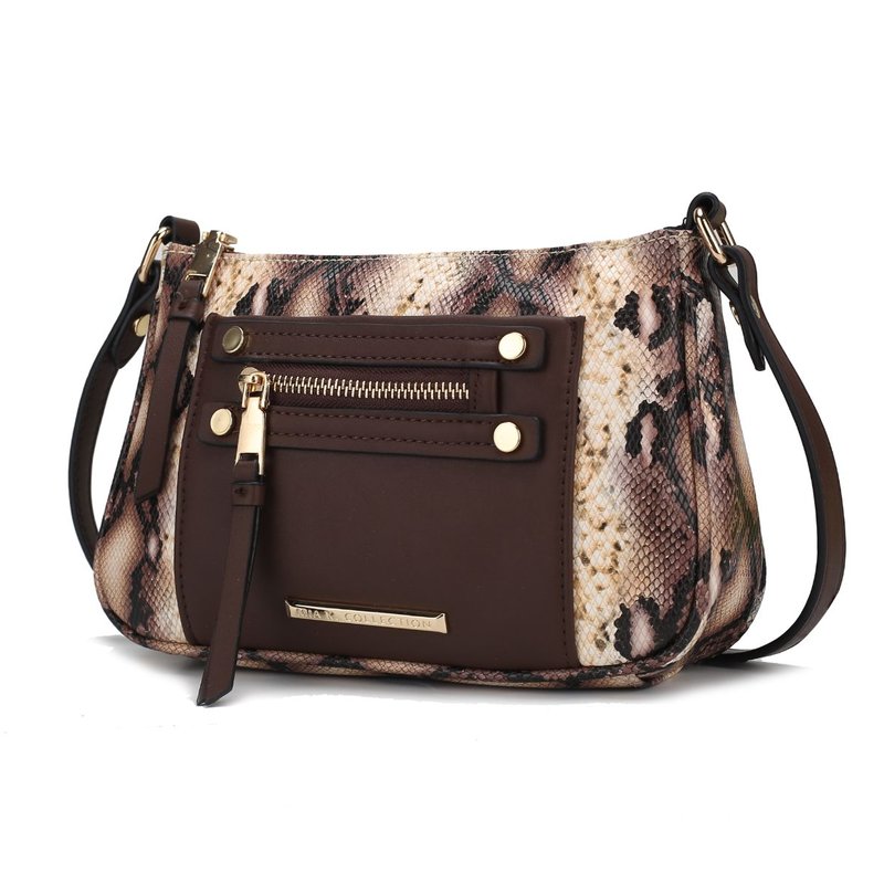 Mkf Collection By Mia K Essie Snake Embossed Vegan Leather Crossbody In Brown